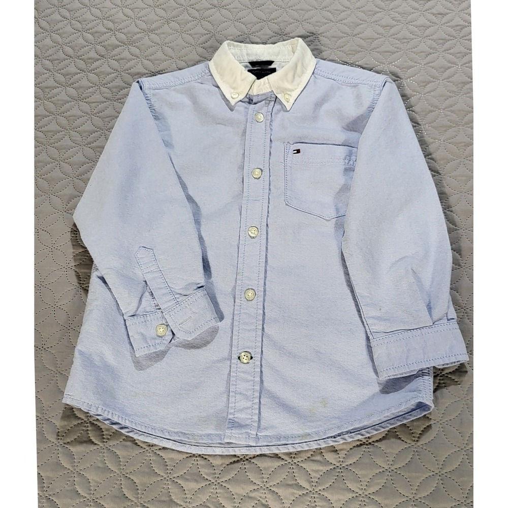 Tommy Hilfiger Oxford Shirt White Collar Button Down Dress Shirt Size 5‎ - Picture 3 of 7
